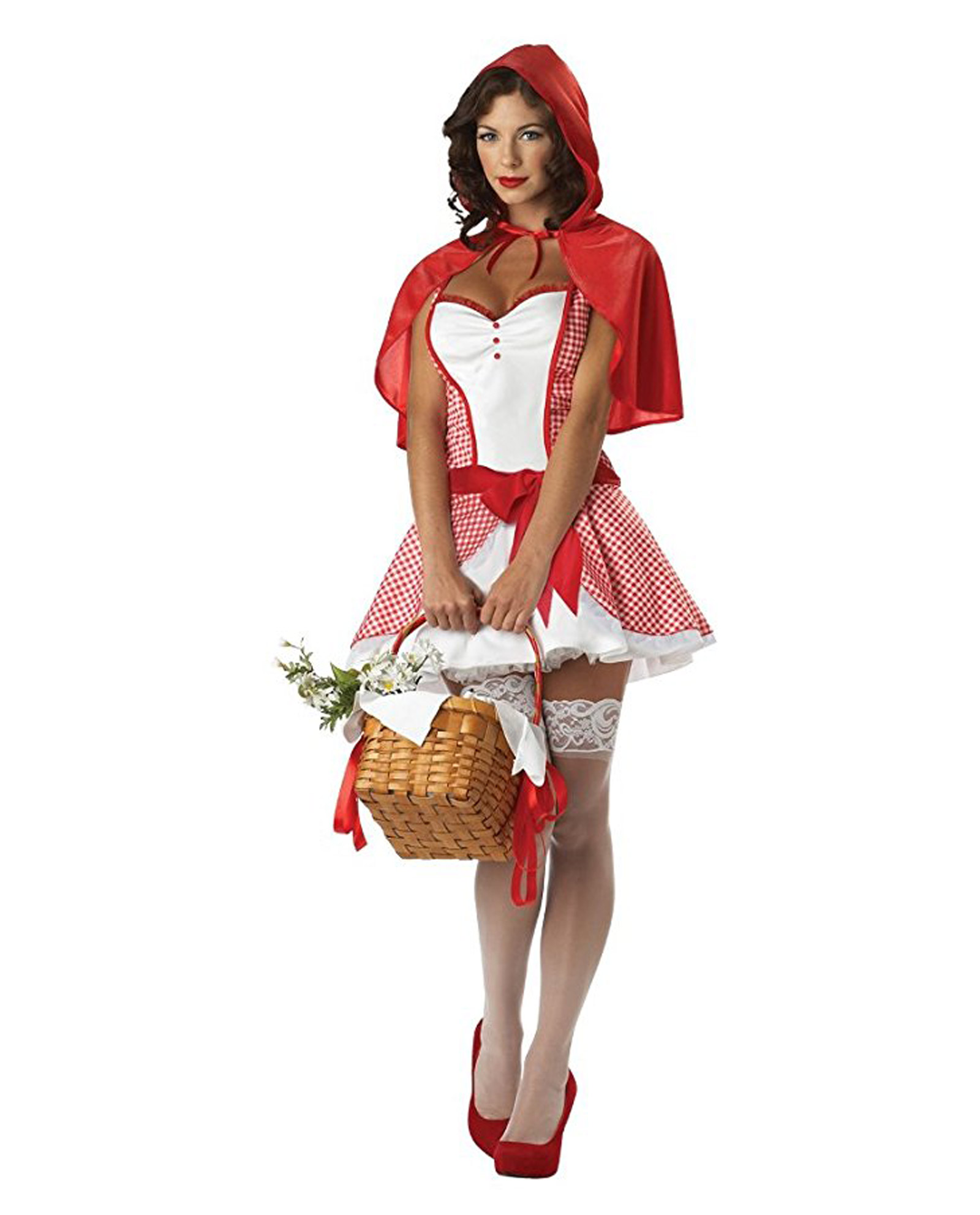 Womens Little Red Riding Hood Costume Corset Dress Cape