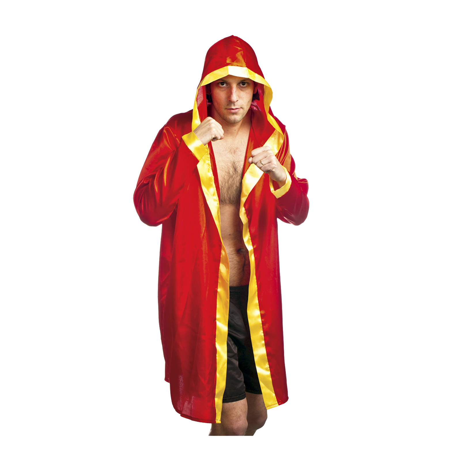 Adult Men's Boxing Robe Costume Red & Gold Champion Costume Rocky MMA