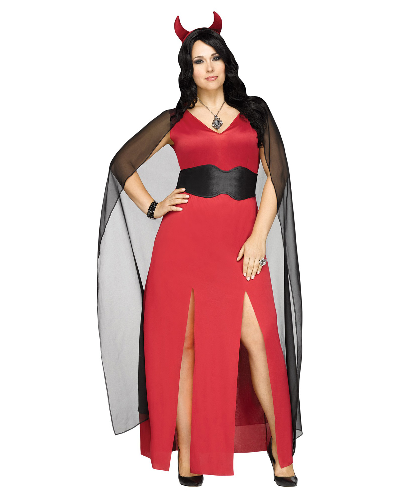 Devilicious Plus Size Women's Devil Red Halloween Costume Dress Cape 1X