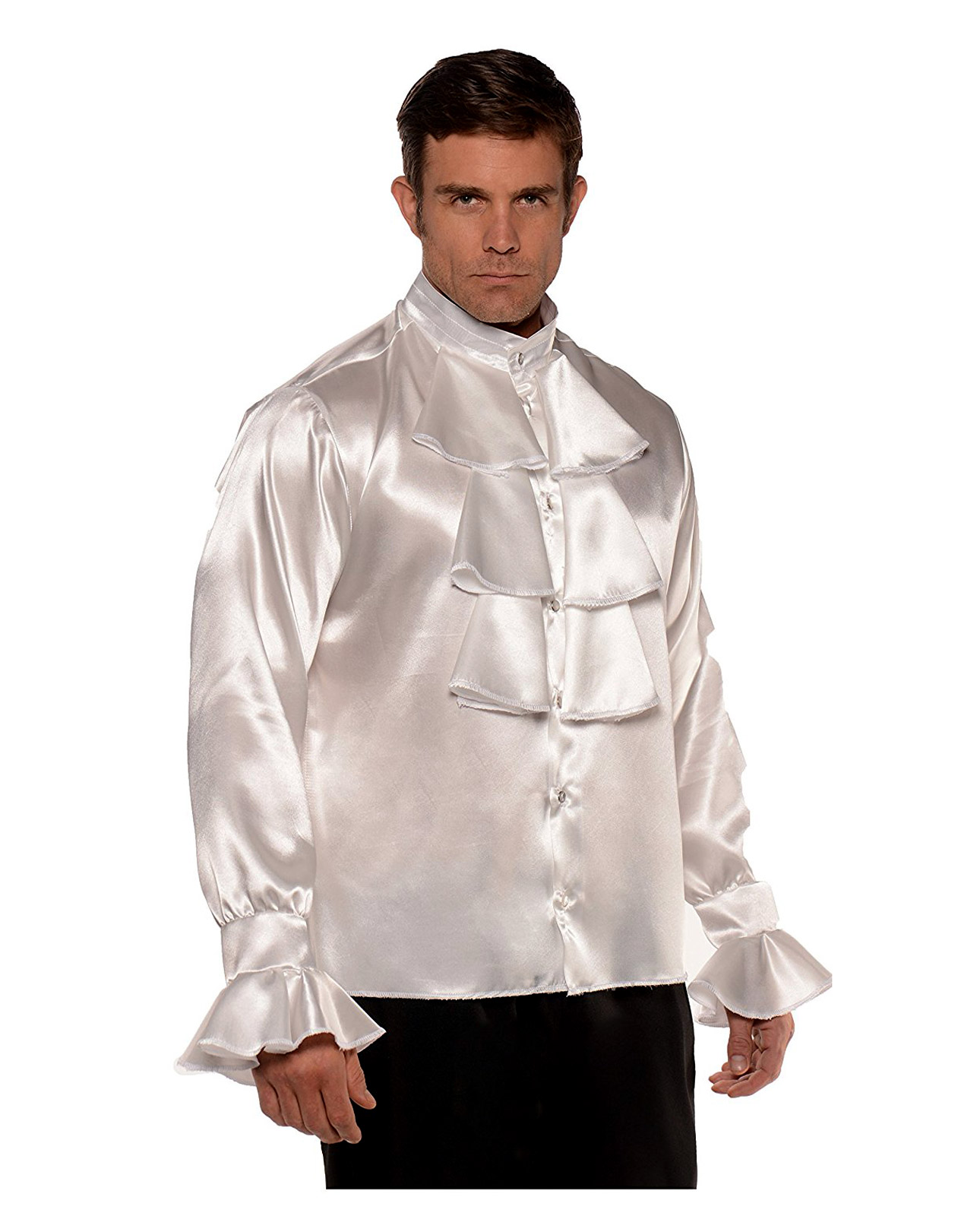 Men's Costume Prince of Pop Pirate Victorian Gothic White Satin Shirt ...